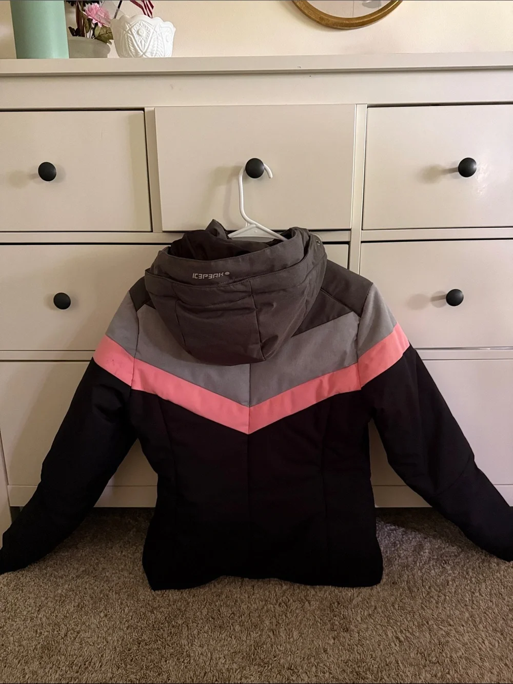 Women’s Ski Jacket - Black with Pink & Gray Chevron